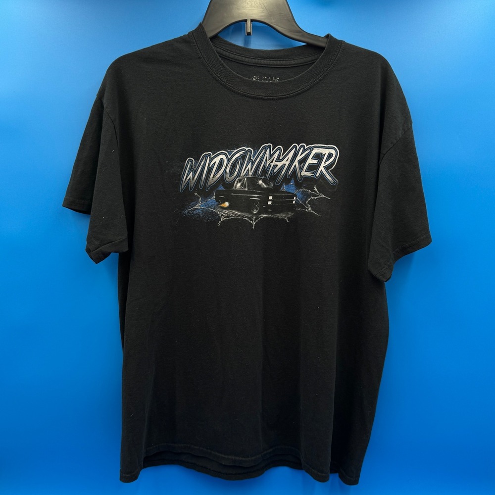 Mens Black Widowmaker Graphic T Shirt Lowrider Truck Grim Reaper‎ Y2K VTG